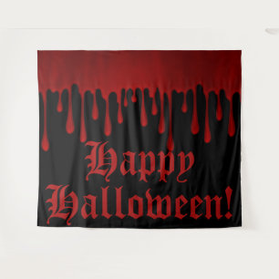 Dripping Red Satin Blood Drips Halloween Party Tapestry