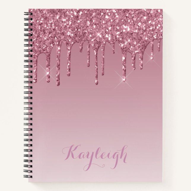 Dripping Rose Glitter Rose Ombre Notebook (Front)