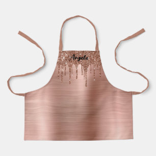 Dripping Rose Gold Glitter Glam Personalised S Apron