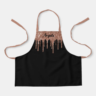 Dripping Rose Gold Glitter Glam Personalised S Apron