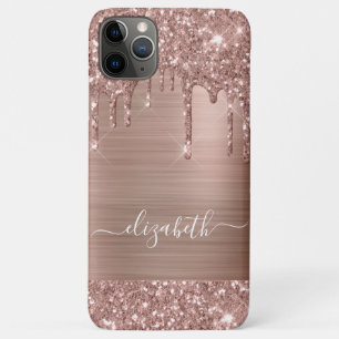 Dripping Rose Gold Glitter Personalised iPhone 11 Pro Max Case