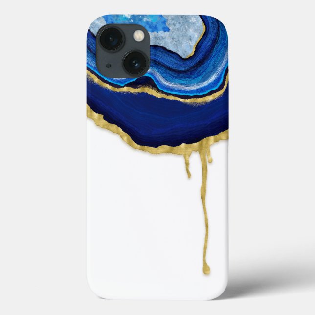 Dripping Sapphire Blue and Gold Agate Case-Mate iPhone Case (Back)