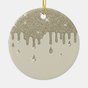 Dripping Silver Glitter Effect & Sparkles Ceramic Tree Decoration