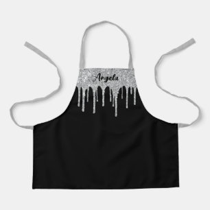 Dripping Silver Glitter Glam Personalised S Apron
