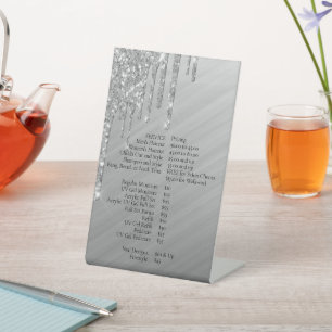Dripping Silvery Glitter   Platinum Price List Pedestal Sign
