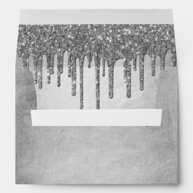 Dripping Silvery Glitter | Platinum Return Address Envelope (Back (Bottom))