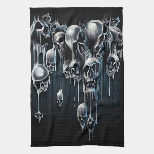 Dripping Skulls Tea Towel (Vertical)