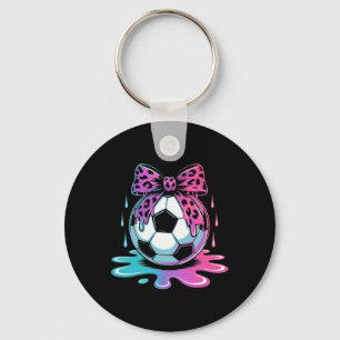 Dripping Soccer Coquette Bow Leopard Soccer Drip Key Ring