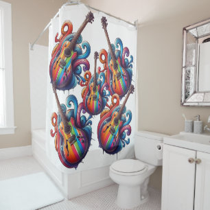 Dripping Sound Wood Wall Art Shower Curtain
