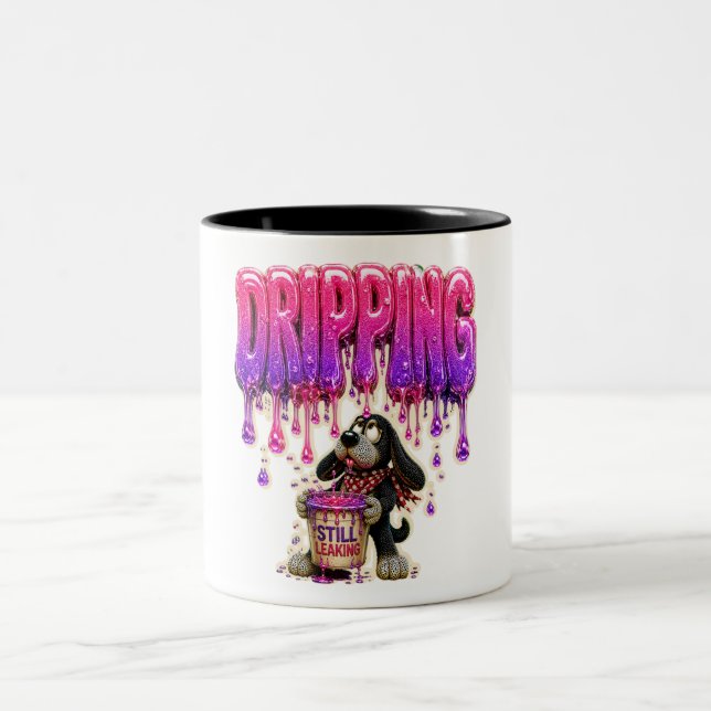 Dripping Still Melting Funny Burnout Two-Tone Coffee Mug (Center)
