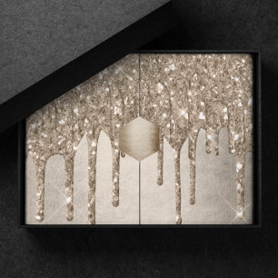 Dripping Taupe Glitter   Champagne Gold Drizzle Tissue Paper