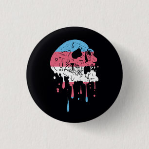 Dripping Trans Pride Skull Transgender Lgbt Commun 3 Cm Round Badge