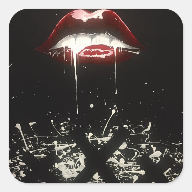 Dripping with sin square sticker (Front)