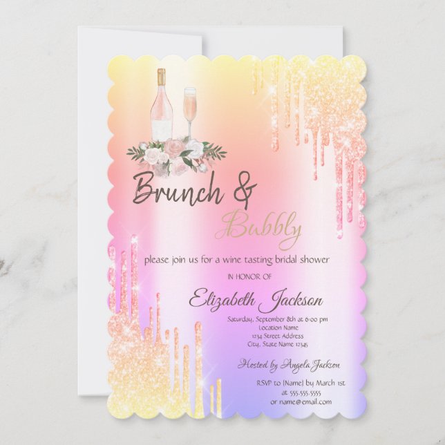 Drips Brunch & Bubbly Ombre Bridal Shower  Invitation (Front)