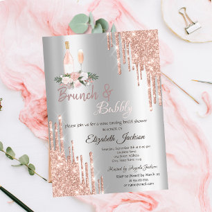 Drips Brunch & Bubbly Silver Bridal Shower Invitation
