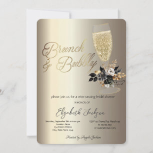 Drips Glass Black Roses Wine Brunch & Bubbly Invitation