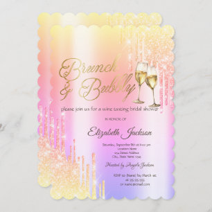 Drips Glass Brunch & Bubbly Ombre Bridal Shower Invitation