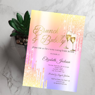 Drips Glass Brunch & Bubbly Ombre Bridal Shower Invitation
