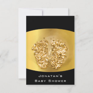 Drips Glitter Baby Shower Feet Gold VIP  Girl Boy Invitation