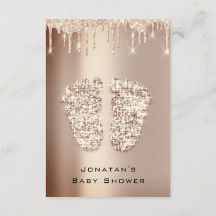 Drips Glitter Baby Shower Feet Rose Gold Girl Boy Invitation
