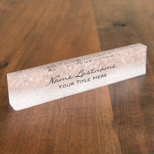 Drips Glitter Effect Rose Aesthetician Beauty Spar Nameplate