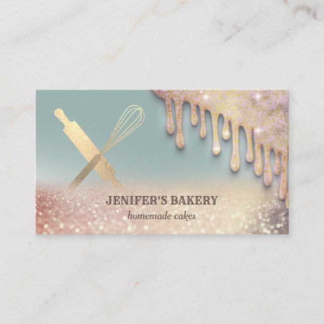 Drips glittery modern body butter product business card (Front)