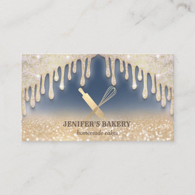 Drips glittery modern body butter product business card (Front)