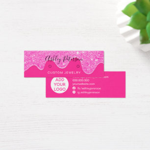 Drips neon pink glitter studs earrings display