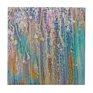 Drips of Teal and Beige Tile