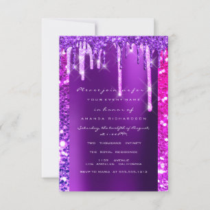 Drips Pink Purple Bridal Shower Sweet 16th Invitation