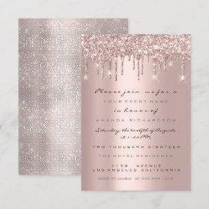 Drips Rose Gold  Bridal Shower Sweet 16th Invitation