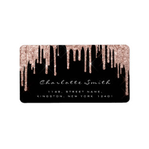 Drips RSVP Pink Rose Blush Sparkly Glitter Makeup Label