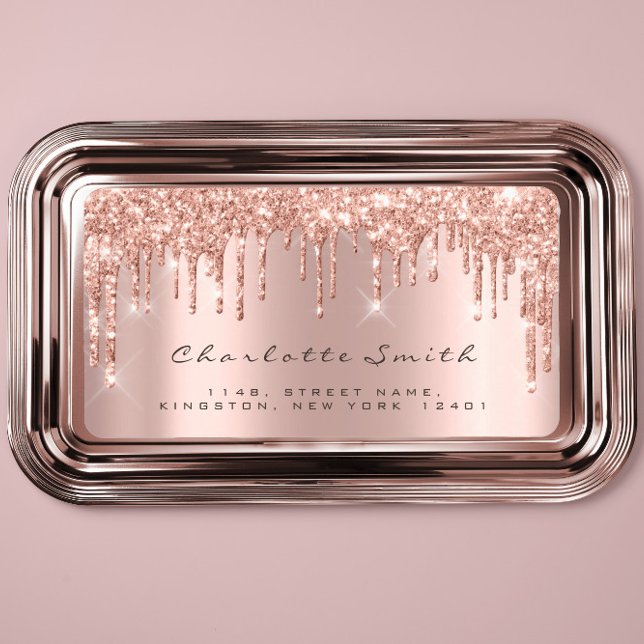 Drips RSVP Pink Rose Blush Sparkly Glitter Makeup Label (Drips RSVP Pink Rose Blush Sparkly Glitter Makeup Label)