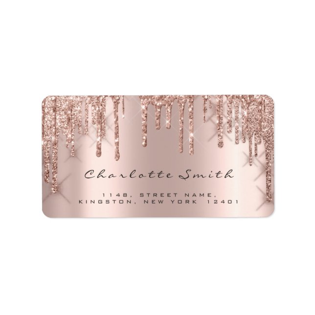 Drips RSVP Pink Rose Blush Sparkly Glitter Makeup Label (Front)