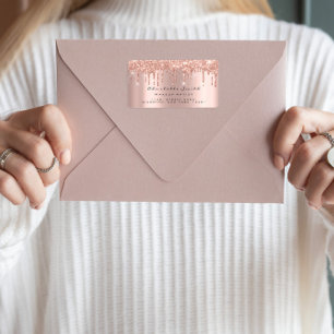 Drips RSVP Rose Gold Sparkly Glitter Makeup Bridal Label