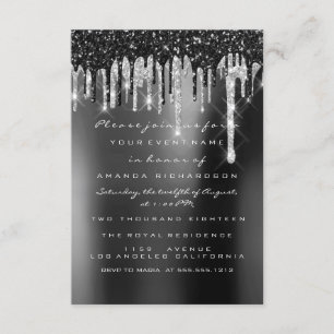Drips Silver Black Sepia Bridal Woodland Wedding Invitation