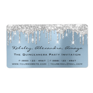 Drips Silver  Bridal Sweet 16th Quinceanera Blue