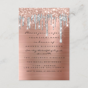 Drips Silver Rose  Bridal Sweet 16th Wedding Invitation