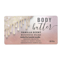 Drips sparkle glittery script body butter label