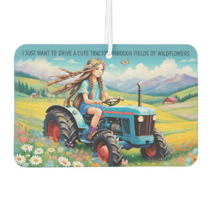 Drive A Cute Tractor Through Wildflowers - Funny Car Air Freshener