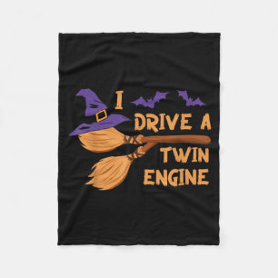 Drive A Twin Engine Witches Broom Funny Halloween Fleece Blanket