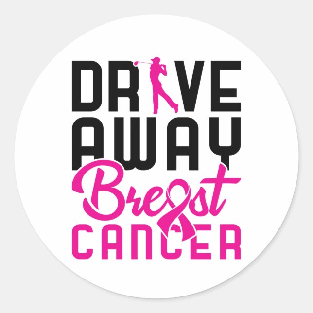 Drive Away Breast Cancer Golfing Golf Golfer Classic Round Sticker (Front)