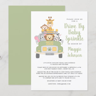 Drive By Animal Safari Baby Sprinkle Invitation