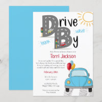Drive By Baby Shower Blue Car for Boy