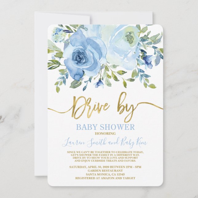 Drive by Baby Shower boy Invitation (Front)