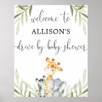 Drive by baby shower cute animals welcome sign