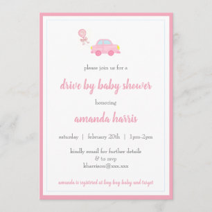 drive by baby shower girl invitation