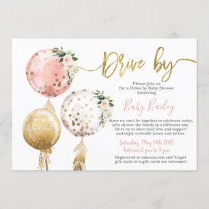 Drive by Baby shower girl Invitation