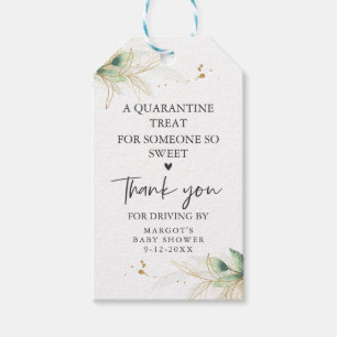 Drive By Baby Shower Greenery And Gold Favour Gift Tags