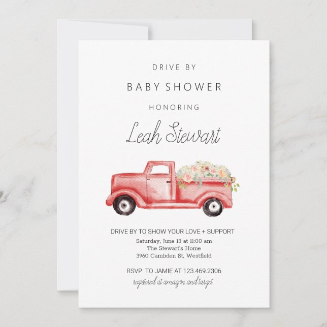 Drive By Baby Shower Invitation (Front)